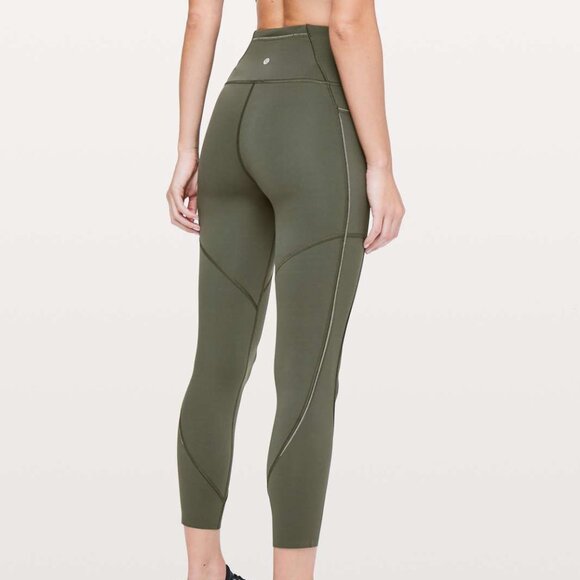 Lululemon Run The Course Crop Legging Camo Green Size 4 - Picture 1 of 9